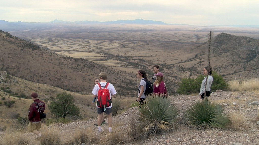 Students hiking to a border marker in Coronado National Memorial